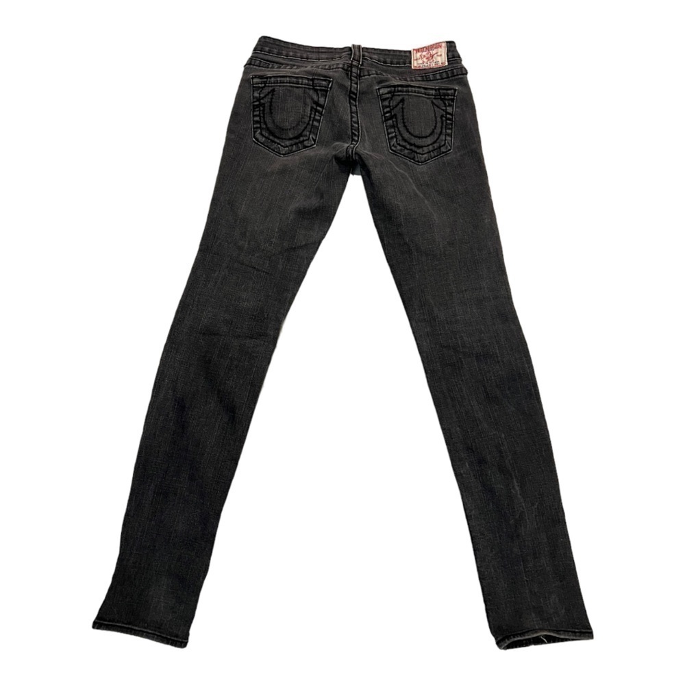 True Religion Stella Big T Black Jeans 29 Made in USA Skinny Low Rise Vintage - Picture 5 of 14